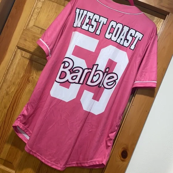 Barbie Baseball Jersey West Coast Pink White Boston Red Sox Shirt L - Picture 4 of 8